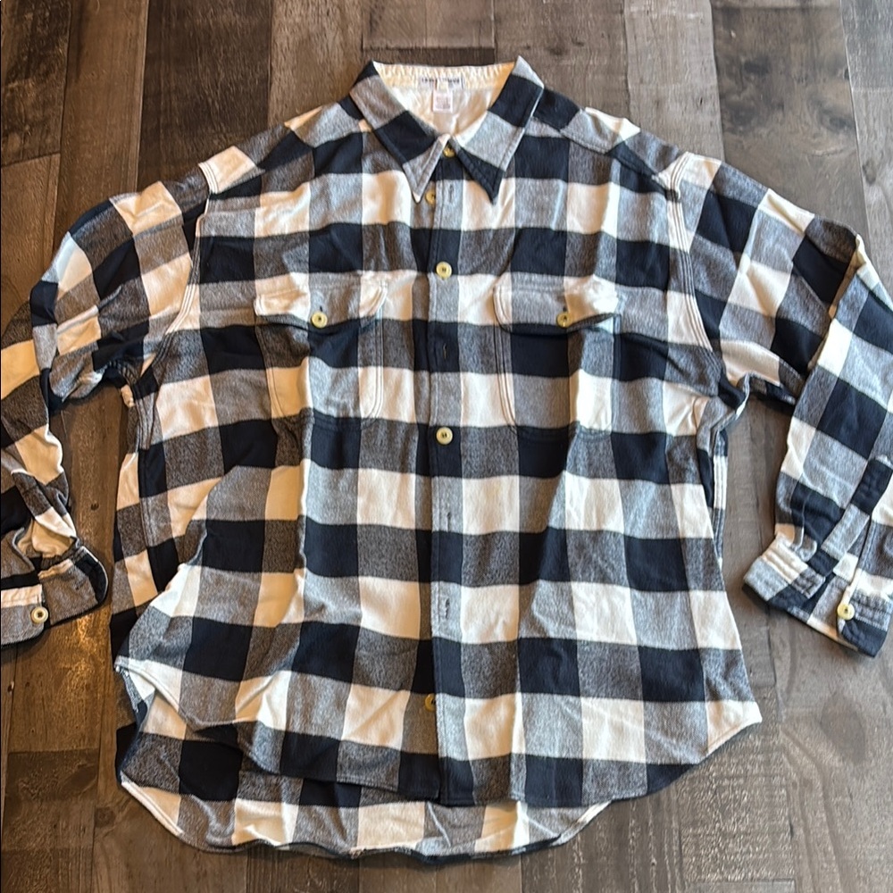 Giorgio Armani Le Collezioni navy and cream long sleeve button-down